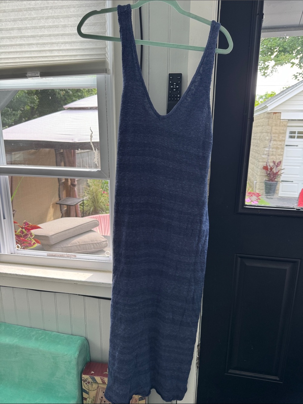 Sleeveless Navy Scoop-Neck Knit Maxi Dress